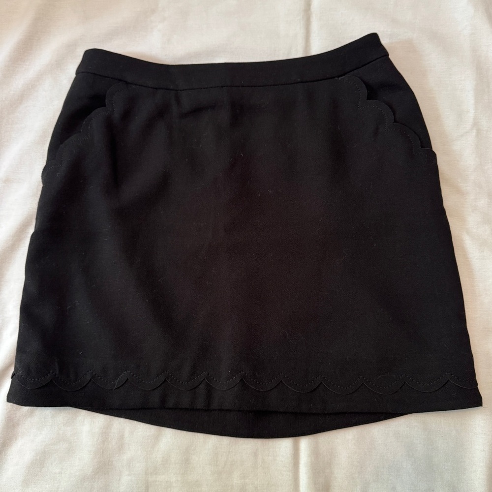 NEW Banana Republic 0 Petite Black Scalloped Mini Skirt 0P ~ Capsule Staple